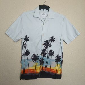 28 Palms Men's Vintage Look‎ 100% Cotton Tropical Hawaiian Shirt Size M
